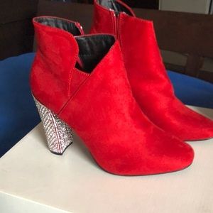 Women’s Red Suede Booties Size 8